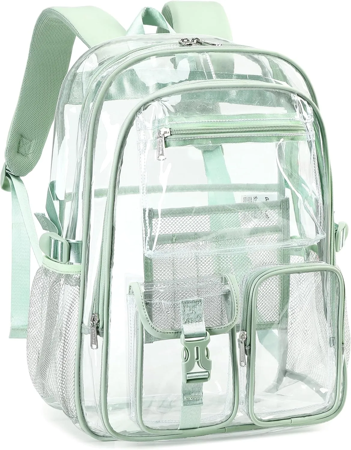 abshoo Large Clear Backpack For Girls Women Heavy Duty Transparent Backpacks Clear School Bookbag (Light Green)