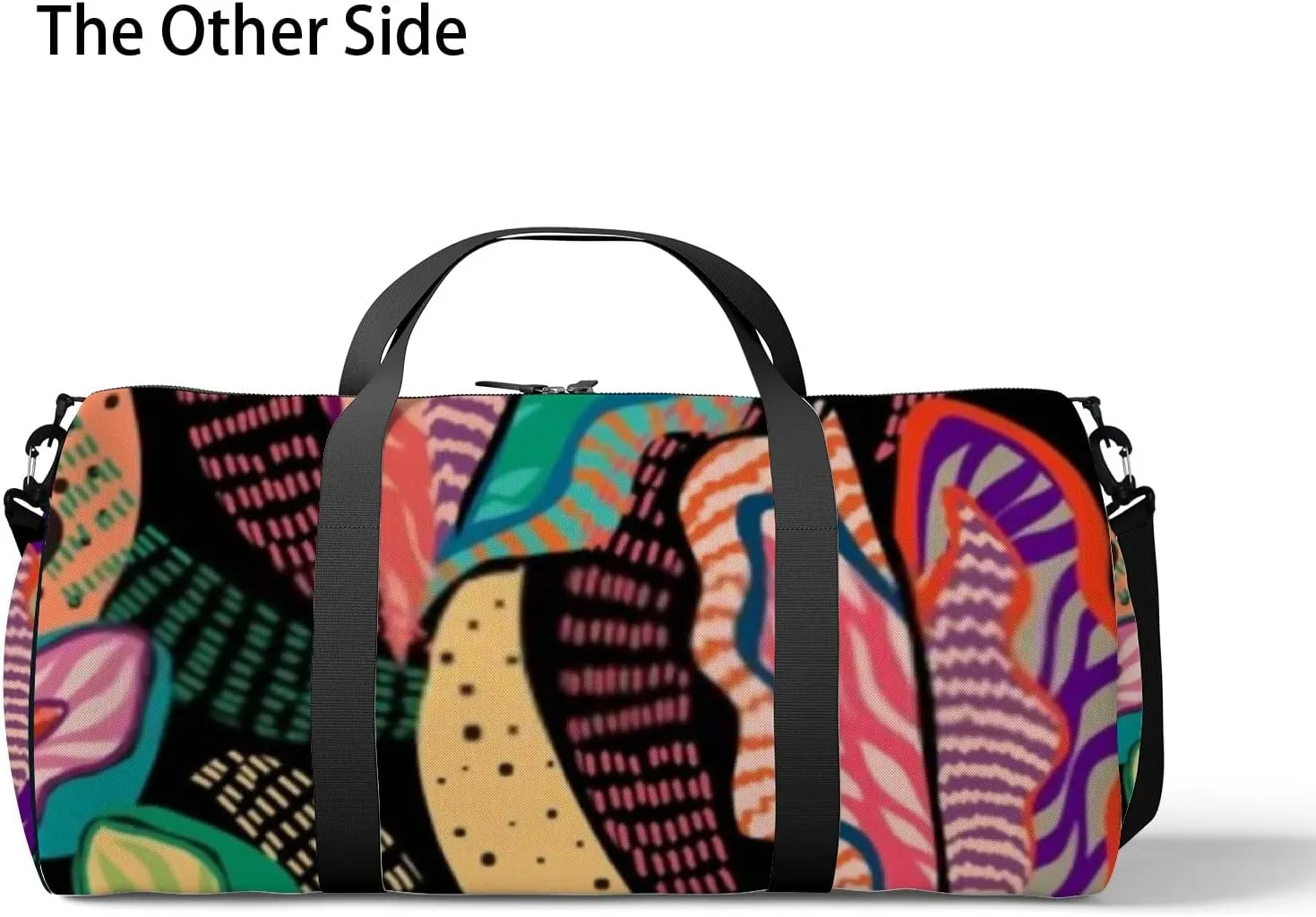 Abstract Colorful Tropical Leaves Texture Sports Duffel Bag Travel Gym Tote Bags Lightweight Durable Shoulder Strap Waterproof Polyester Outside Mesh Pocket Overnight Trip Duffel Bag for Women Men
