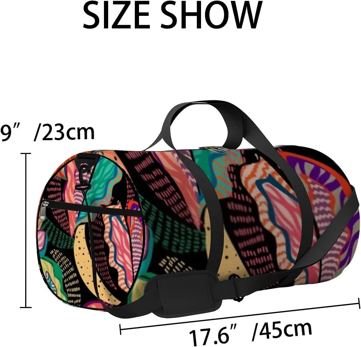 Abstract Colorful Tropical Leaves Texture Sports Duffel Bag Travel Gym Tote Bags Lightweight Durable Shoulder Strap Waterproof Polyester Outside Mesh Pocket Overnight Trip Duffel Bag for Women Men