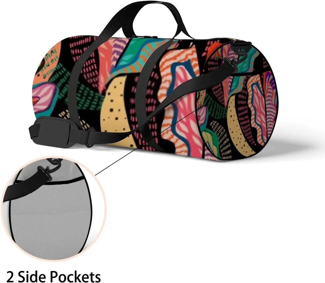 Abstract Colorful Tropical Leaves Texture Sports Duffel Bag Travel Gym Tote Bags Lightweight Durable Shoulder Strap Waterproof Polyester Outside Mesh Pocket Overnight Trip Duffel Bag for Women Men