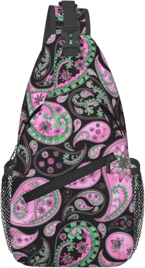 Abstract Floral Mandala Sling Backpack Crossbody Bag, Chest Bag Daypack Fanny Pack Cross Body Bag for Outdoors Hiking Traveling