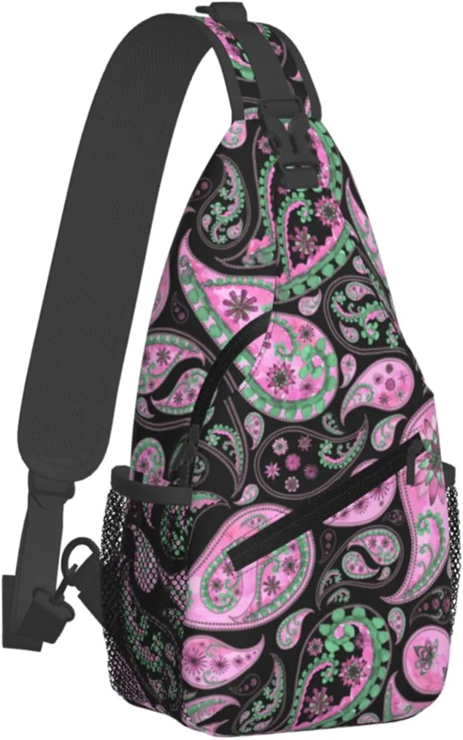 Abstract Floral Mandala Sling Backpack Crossbody Bag, Chest Bag Daypack Fanny Pack Cross Body Bag for Outdoors Hiking Traveling