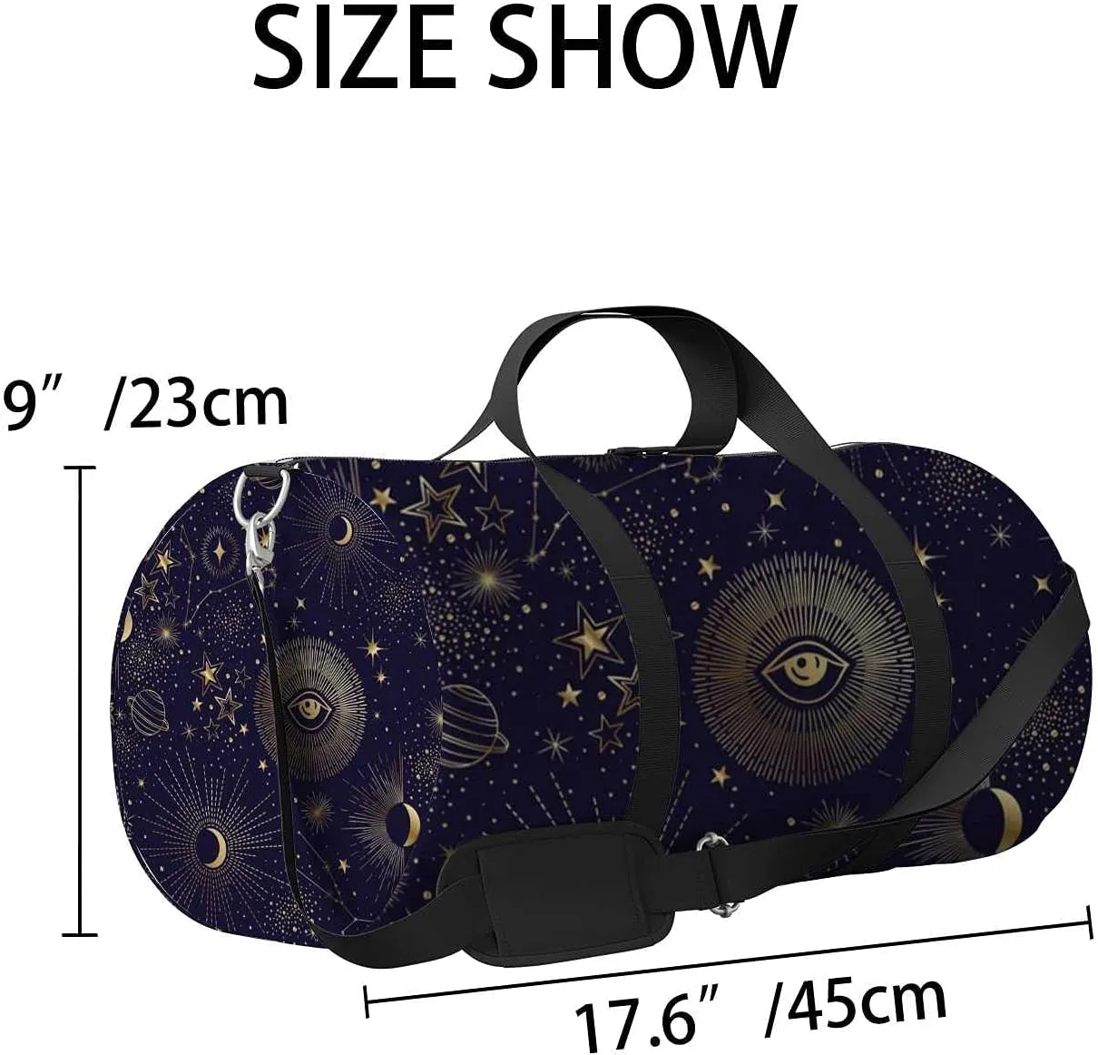 Abstract Sky Stars Moon Night Sports Duffel Bag Travel Gym Tote Bags Lightweight Durable Shoulder Strap Waterproof Polyester Outside Mesh Pocket Overnight Trip Duffel Bag for Women Men