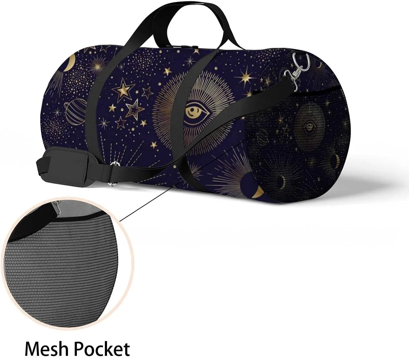 Abstract Sky Stars Moon Night Sports Duffel Bag Travel Gym Tote Bags Lightweight Durable Shoulder Strap Waterproof Polyester Outside Mesh Pocket Overnight Trip Duffel Bag for Women Men