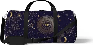 Abstract Sky Stars Moon Night Sports Duffel Bag Travel Gym Tote Bags Lightweight Durable Shoulder Strap Waterproof Polyester Outside Mesh Pocket Overnight Trip Duffel Bag for Women Men