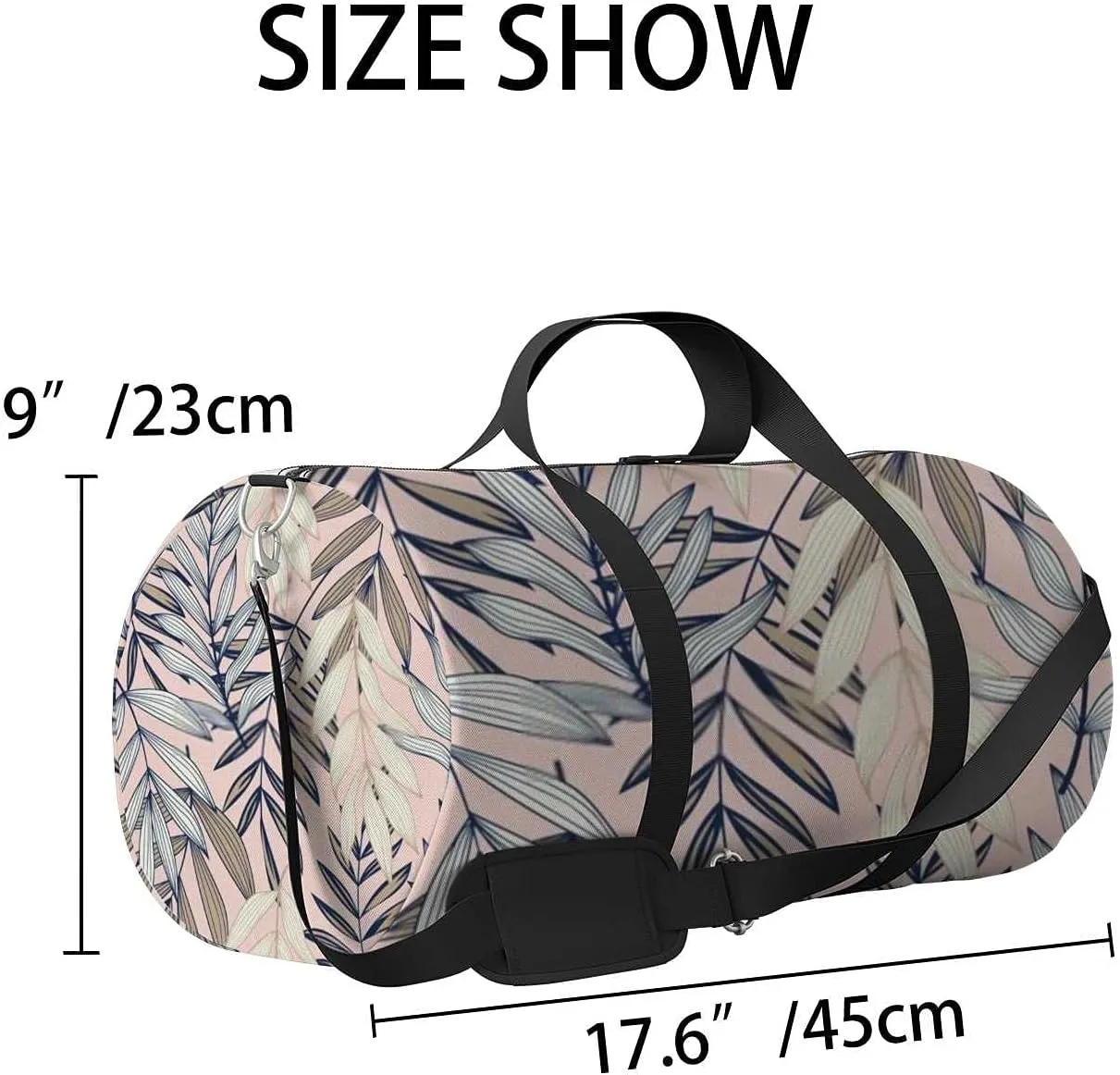 Abstract Tropical Leaves Sports Duffel Bag Travel Gym Tote Bags Lightweight Durable Shoulder Strap Waterproof Polyester Outside Mesh Pocket Overnight Trip Duffel Bag for Women Men