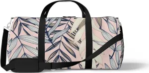 Abstract Tropical Leaves Sports Duffel Bag Travel Gym Tote Bags Lightweight Durable Shoulder Strap Waterproof Polyester Outside Mesh Pocket Overnight Trip Duffel Bag for Women Men