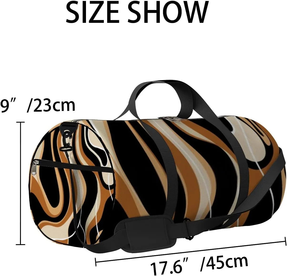 Abstract Wave Line Art Sports Duffel Bag Travel Gym Tote Bags Lightweight Durable Shoulder Strap Waterproof Polyester Outside Mesh Pocket Overnight Trip Duffel Bag for Women Men