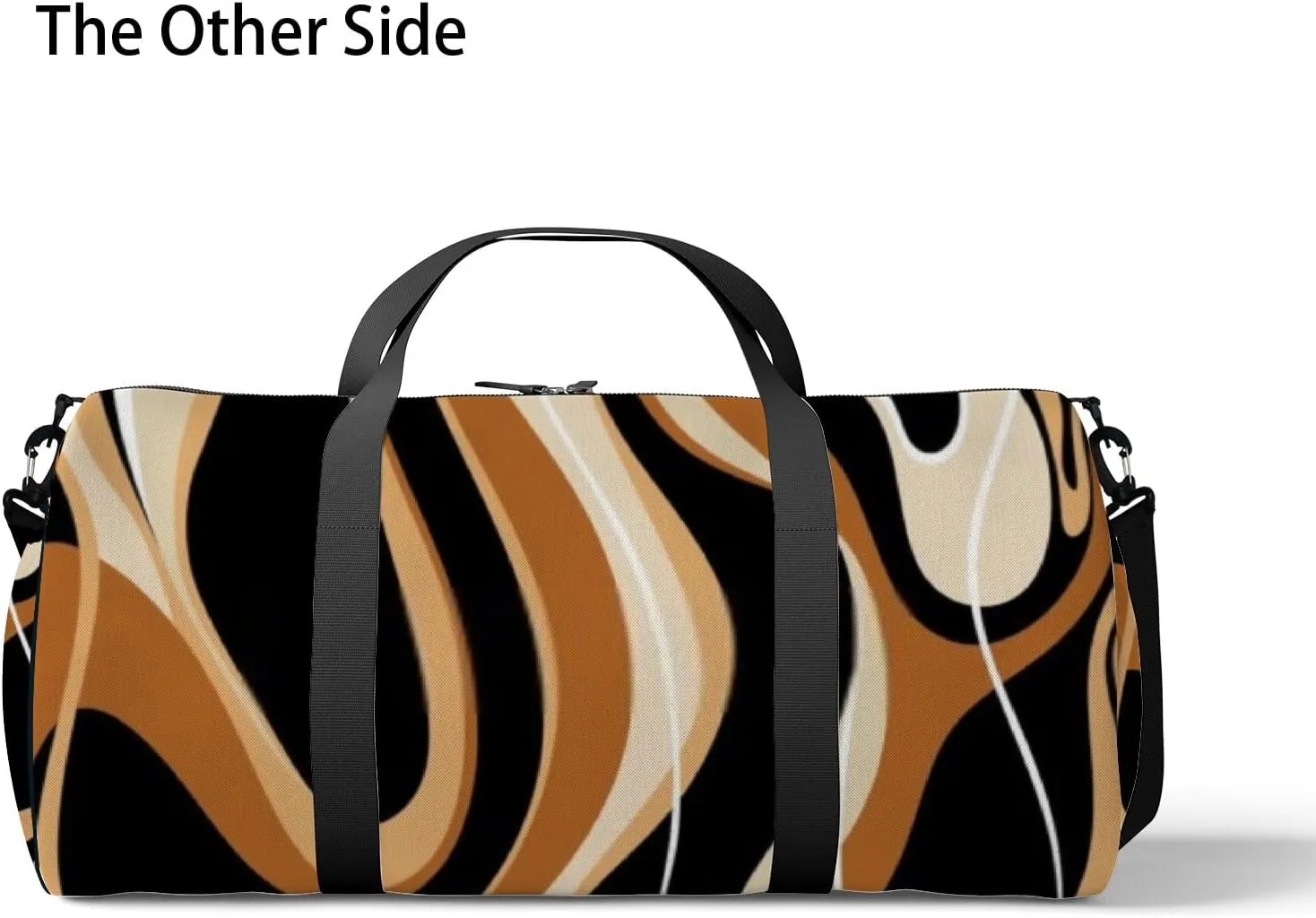 Abstract Wave Line Art Sports Duffel Bag Travel Gym Tote Bags Lightweight Durable Shoulder Strap Waterproof Polyester Outside Mesh Pocket Overnight Trip Duffel Bag for Women Men