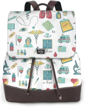 Abstraction Biology Chemistry4 Print Genuine Leather Backpack,Fashionable Ladies Shoulder Bag For All Occasions
