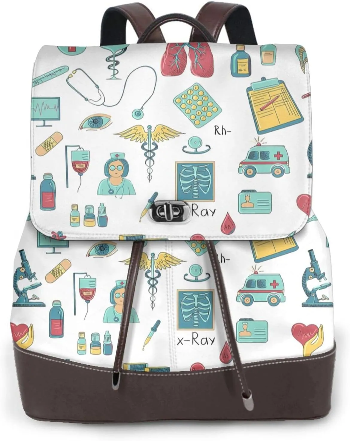 Abstraction Biology Chemistry4 Print Genuine Leather Backpack,Fashionable Ladies Shoulder Bag For All Occasions
