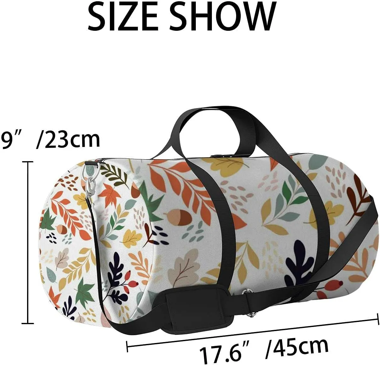 Acorns Autumn Leaves Sports Duffel Bag Travel Gym Tote Bags Lightweight Durable Shoulder Strap Waterproof Polyester Outside Mesh Pocket Overnight Trip Duffel Bag for Women Men