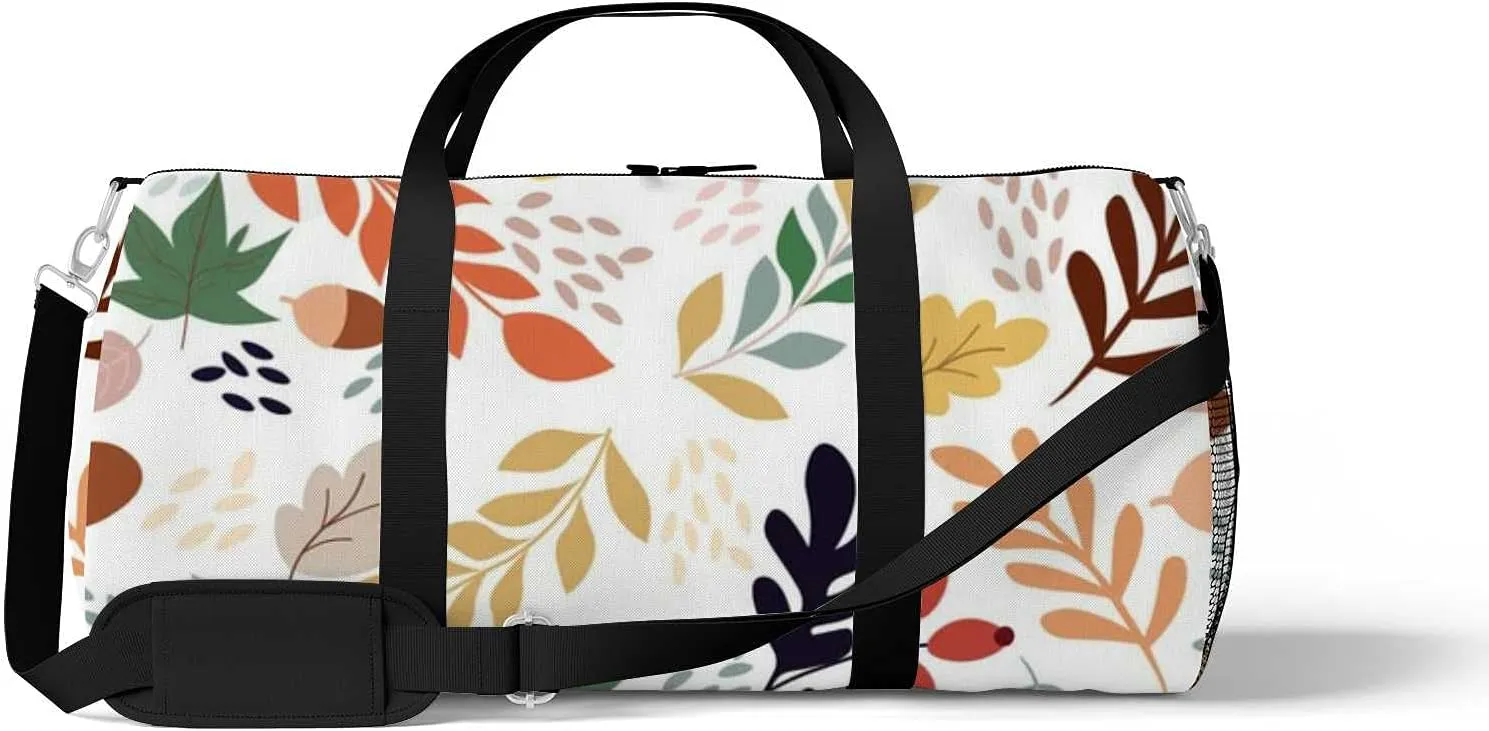 Acorns Autumn Leaves Sports Duffel Bag Travel Gym Tote Bags Lightweight Durable Shoulder Strap Waterproof Polyester Outside Mesh Pocket Overnight Trip Duffel Bag for Women Men