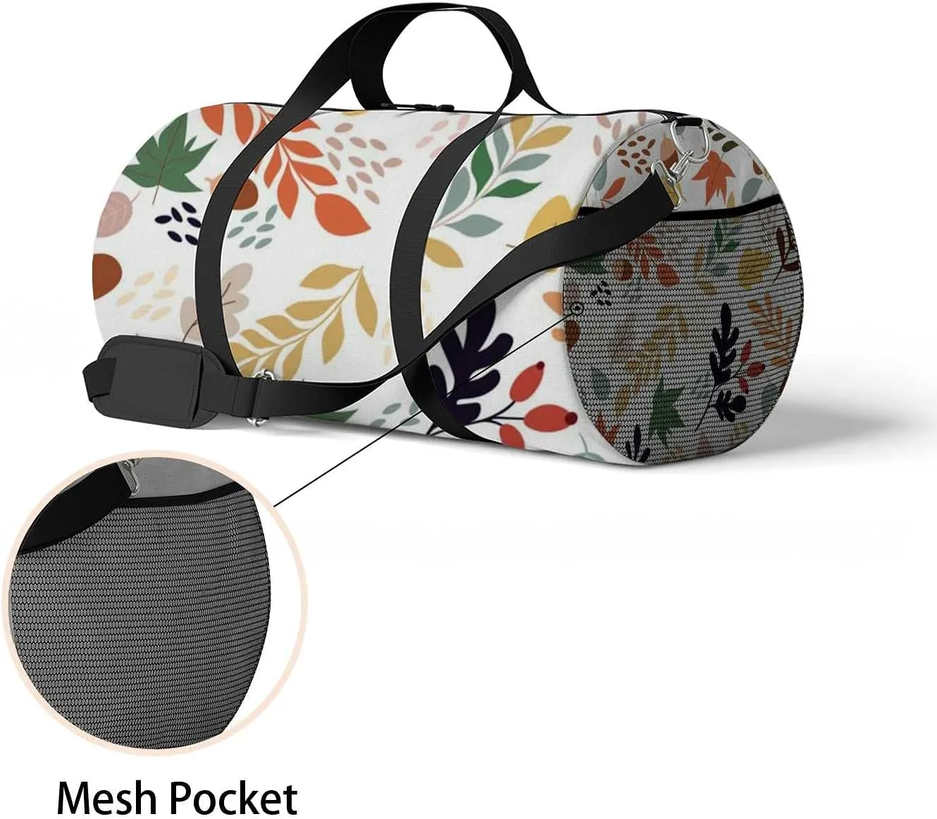 Acorns Autumn Leaves Sports Duffel Bag Travel Gym Tote Bags Lightweight Durable Shoulder Strap Waterproof Polyester Outside Mesh Pocket Overnight Trip Duffel Bag for Women Men