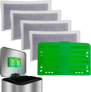Activated Charcoal Odor Absorbing Filter Refill Deodorizer Compatible with iTouchless Trash Cans 8 Gallon and Larger (4 Large Filters  1 Compartment) (Green)
