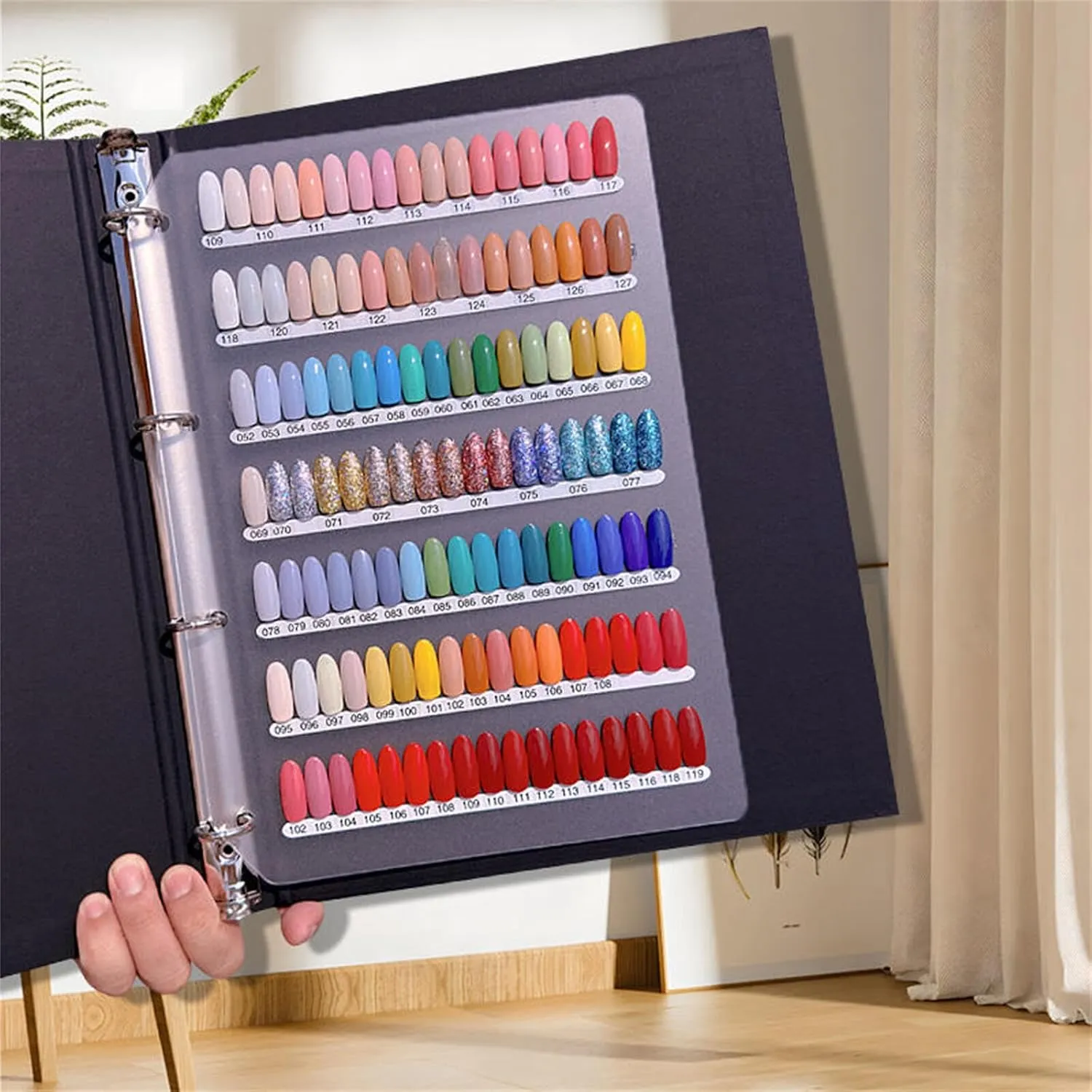 Acycoin2A Upgrad Acrylic Press On Nail Organizer Storage Book Nail Color Sample Display Binder Loose-Leaf Album with Nail Tape and Nail Tips