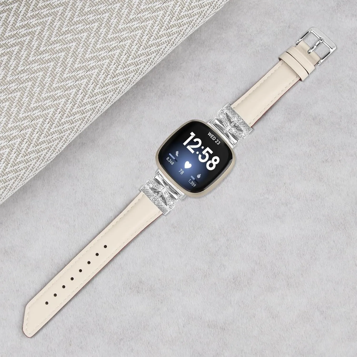 Adjustable Genuine Leather Wrist Replacement Strap Strap Compatible With Versa 3/ Sense/Sense 2/Versa 4,Replacement straps for watches with Metal Buckle For Women Men