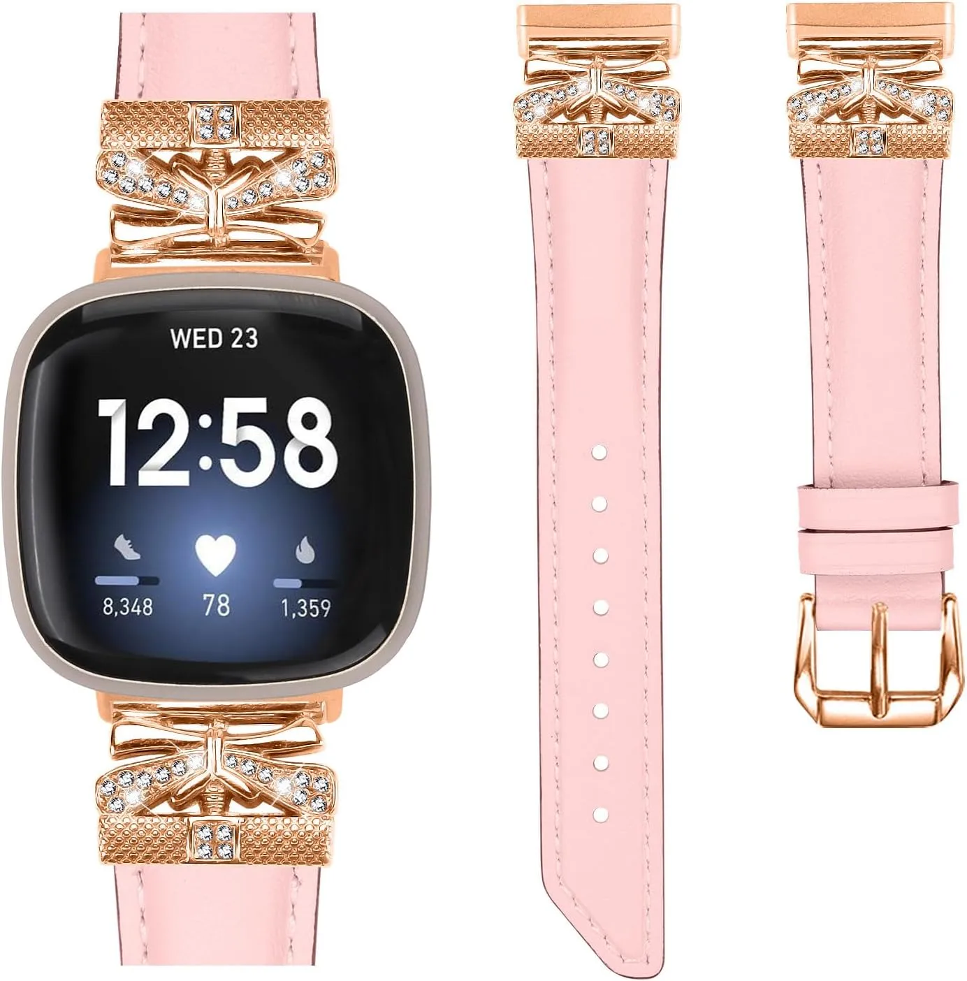 Adjustable Genuine Leather Wrist Strap Compatible With Versa 3/ Sense/Sense 2/Versa 4,Replacement straps for watches with Metal Buckle For Women Men