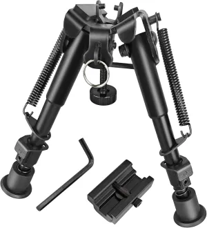 Adjustable Rifle Bipod for Sling Stud and Picatinny Rail, 6-9 Inches Foldable Gun Bipod for Rifles with Picatinny Rail Adapter, Lightweight Aluminum Construction