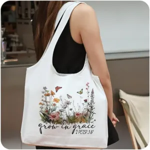 Aesthetic Canvas Tote Bag for Women Reusable Casual Shoulder Shopping Canvas Bag Set for Beach Work