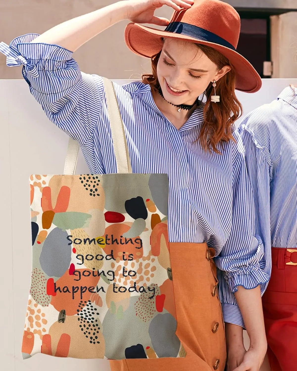 Aesthetic Canvas Tote Bag with Inner Pocket for Women, Cloth Cotton Totes Bag with Pattern for Shopping, Gym