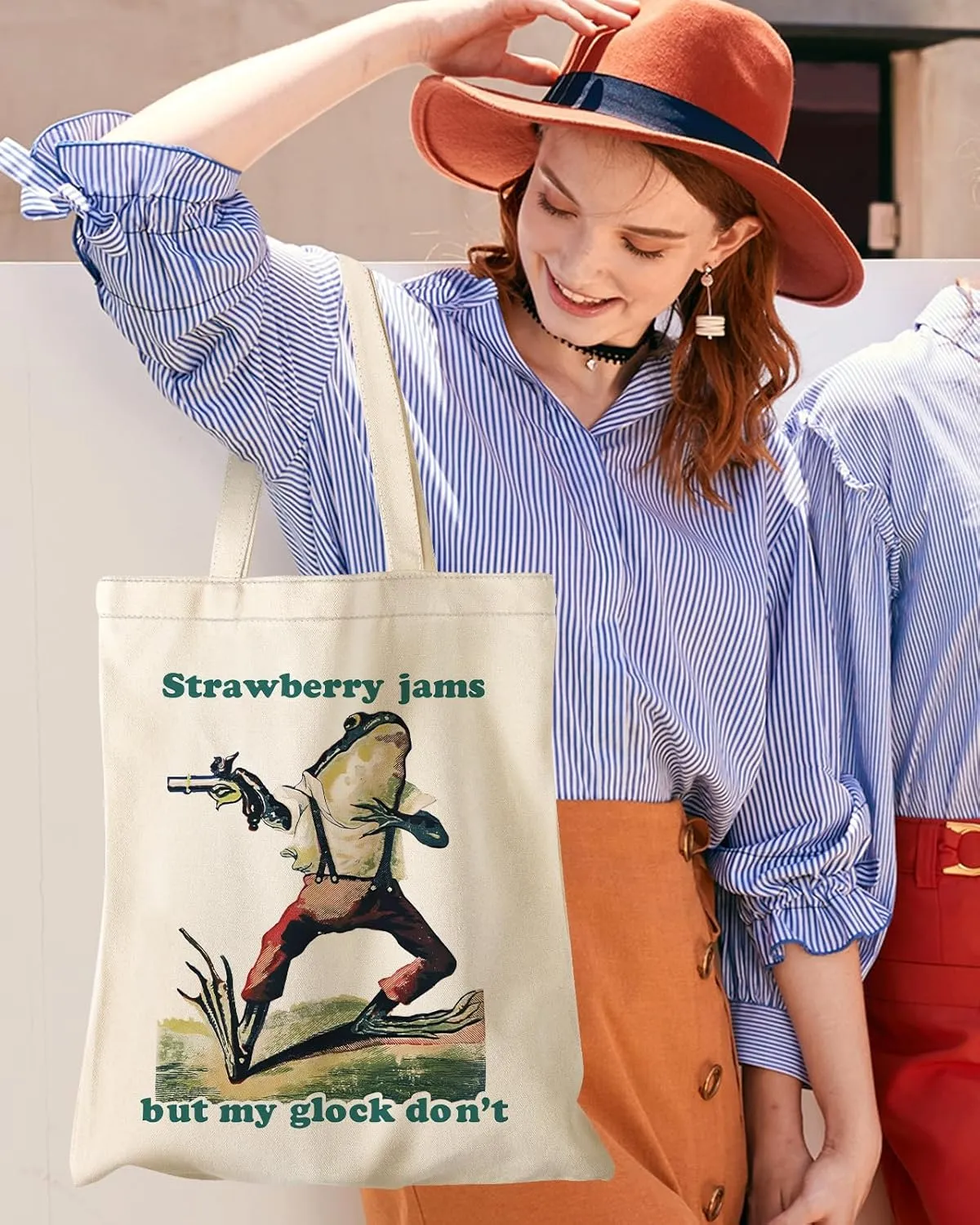 Aesthetic Canvas Tote Bag with Inner Pocket for Women, Cloth Cotton Totes Bag with Pattern for Shopping, Gym