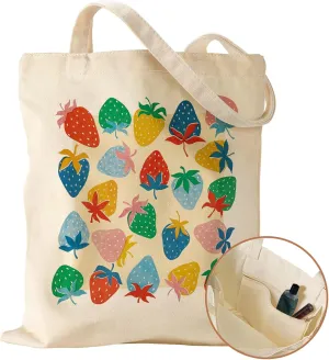 Aesthetic Canvas Tote Bag with Inner Pocket for Women, Cloth Cotton Totes Bag with Pattern for Shopping, Gym