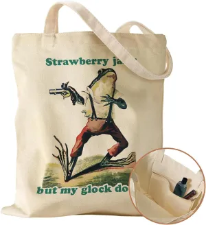 Aesthetic Canvas Tote Bag with Inner Pocket for Women, Cloth Cotton Totes Bag with Pattern for Shopping, Gym