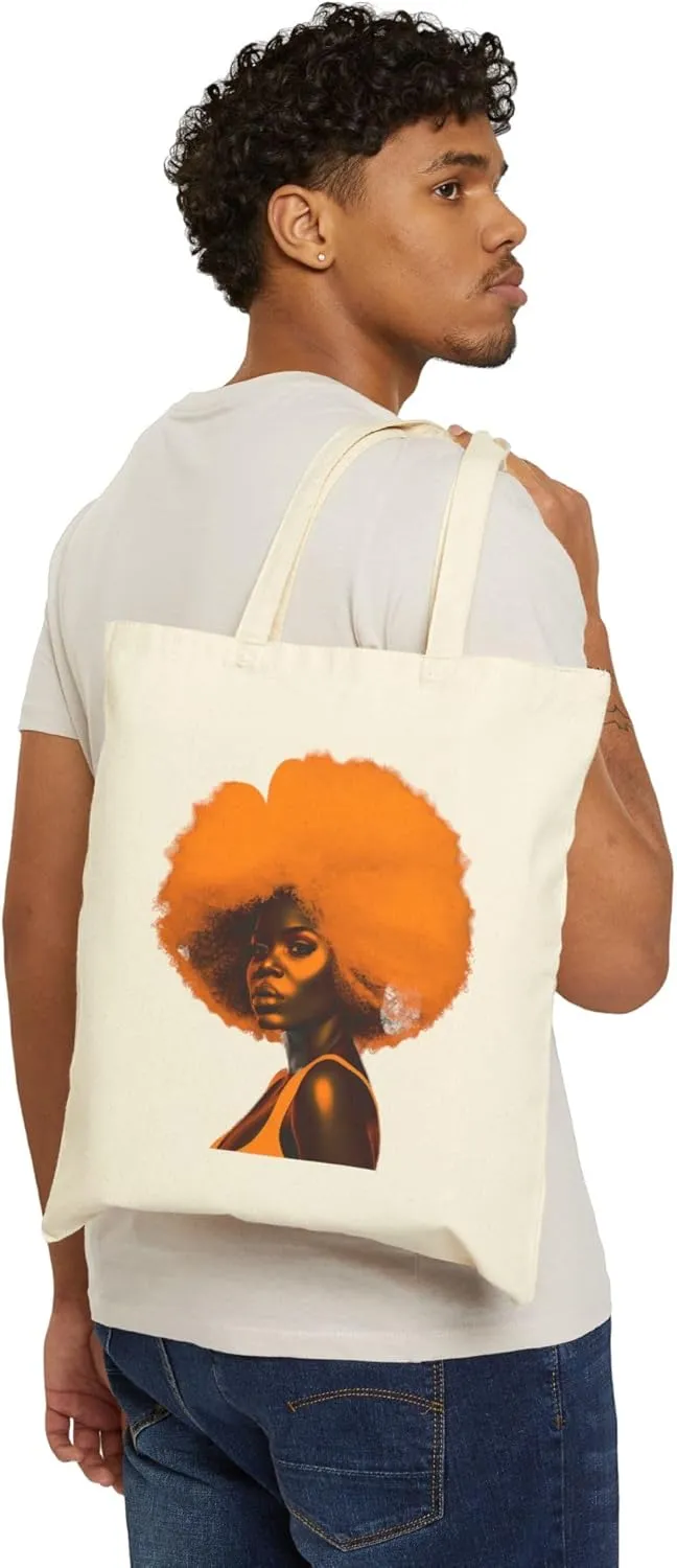African American Tote Bag for Black Women Afro Black History Month Shoulder Handbag Cotton Canvas Tote 15inches x 16inches