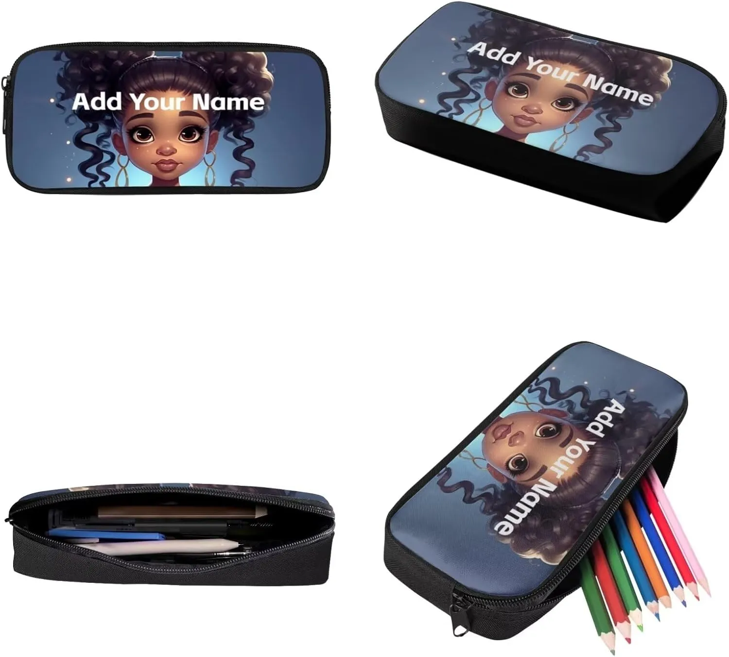 African Black Girls Backpack and Lunch Box Set Custom Name Elementary School Backpack for Kids 8-12/12-14 American Afro Student Bookbag Lunch Bag Pencil Case Book Bag 3Rd 6Th Grade