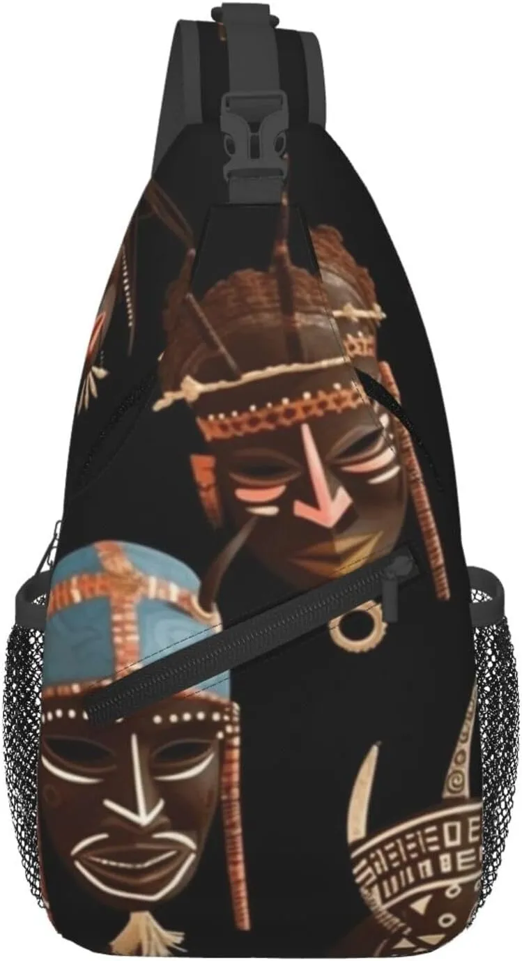 African Ritual Ethnic Tribal Crossbody Bags for Men Women Fashion Sling Backpack Casual Chest Bag Travel Hiking Daypack