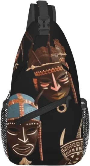 African Ritual Ethnic Tribal Crossbody Bags for Men Women Fashion Sling Backpack Casual Chest Bag Travel Hiking Daypack
