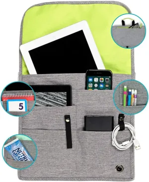 Airplane Pocket Organizer | Tray Table Cover | In Flight Seat Back Organizer Bag | Commuter Essential Travel Bag | Media Pouch For Flying | Travel Gift | Attaches To Luggage