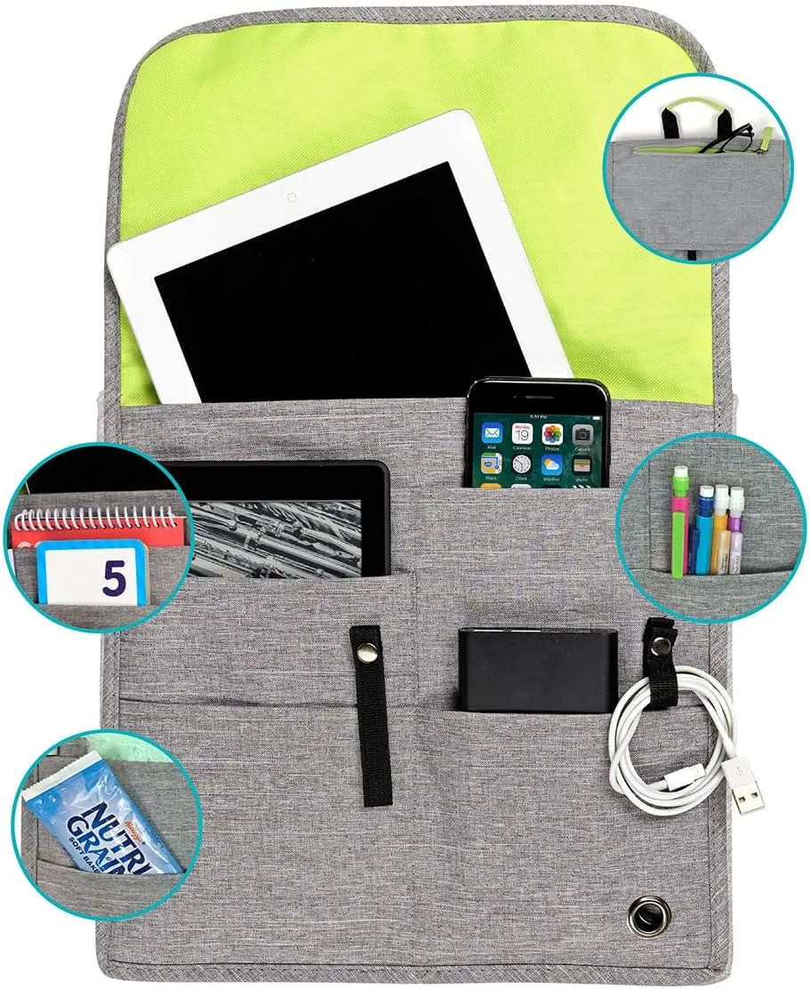 Airplane Pocket Organizer | Tray Table Cover | In Flight Seat Back Organizer Bag | Commuter Essential Travel Bag | Media Pouch For Flying | Travel Gift | Attaches To Luggage