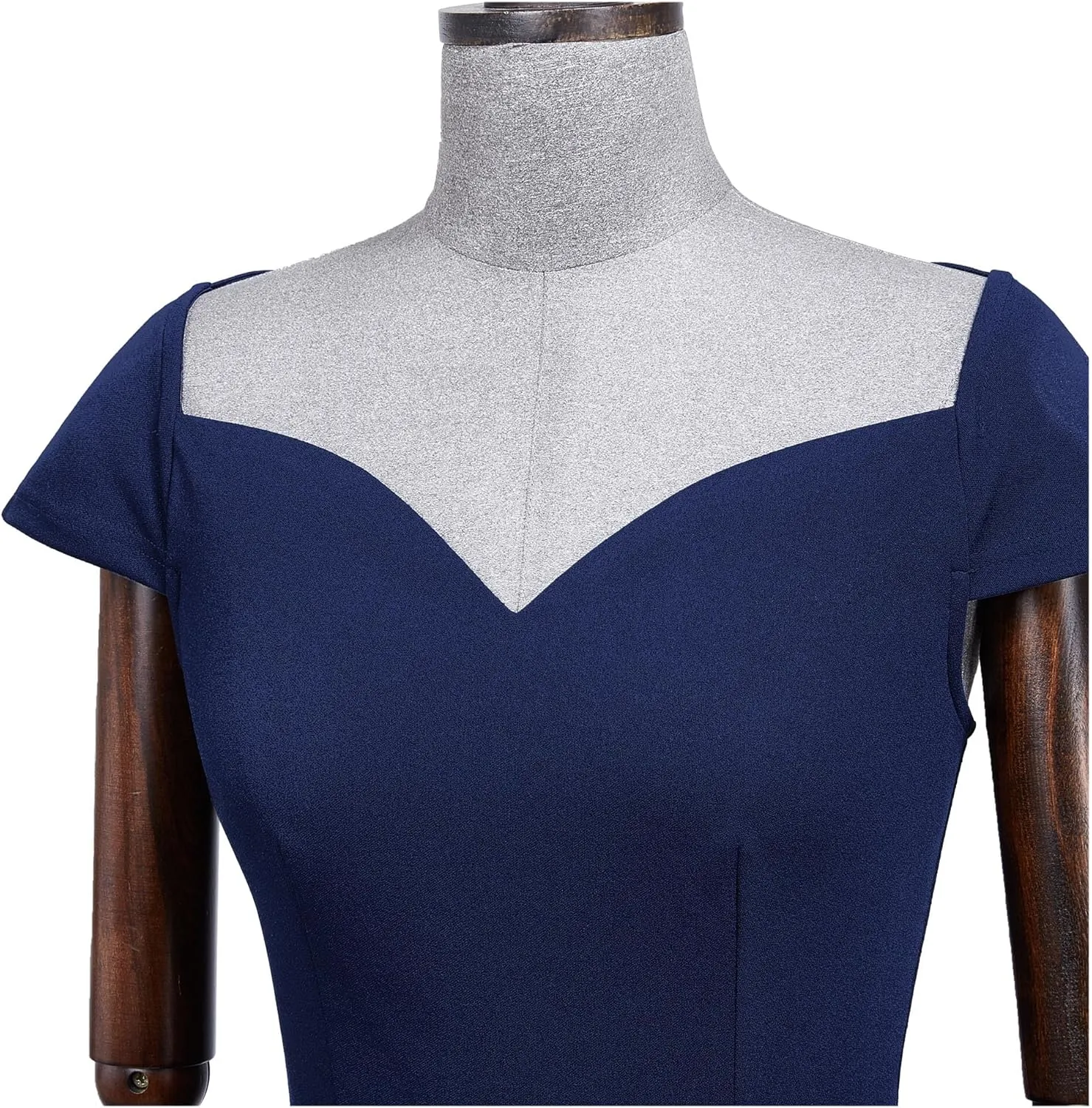 AISIZE Women's Retro V-Neck Cap Sleeve Business Pencil Dress