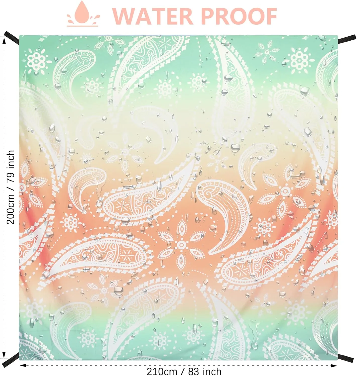 AISPARKY Beach Blanket Waterproof Sandproof Extra Large Beach Mat 79" X 83"/120"x108" for 2-8 Adults Quick Drying Durable Outdoor Picnic Mat for Travel, Camping, Hiking