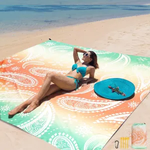 AISPARKY Beach Blanket Waterproof Sandproof Extra Large Beach Mat 79" X 83"/120"x108" for 2-8 Adults Quick Drying Durable Outdoor Picnic Mat for Travel, Camping, Hiking