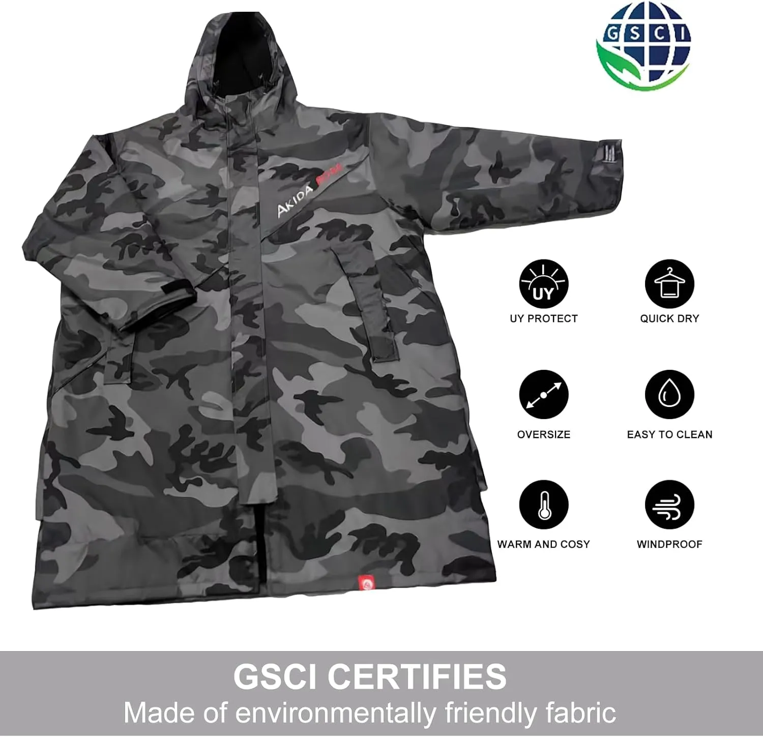 Akida Oversized Changing Robe/Swim Parka,Waterproof Surf Poncho Warm Coat Jacket,Quick Dry Wetsuit Changing Towel.