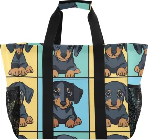 ALAZA Cute Funny Dogs Waterproof Beach Tote Bags