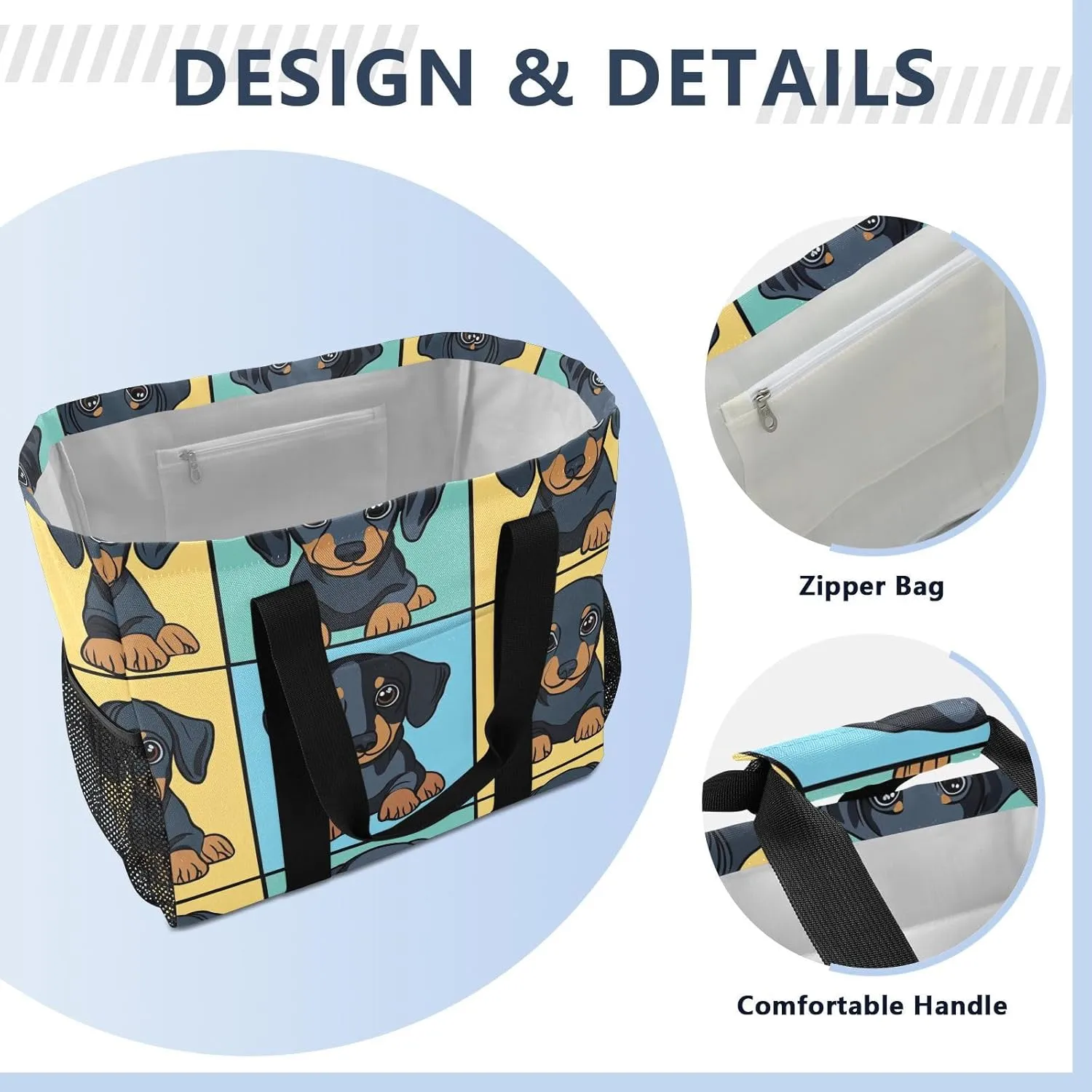 ALAZA Cute Funny Dogs Waterproof Beach Tote Bags