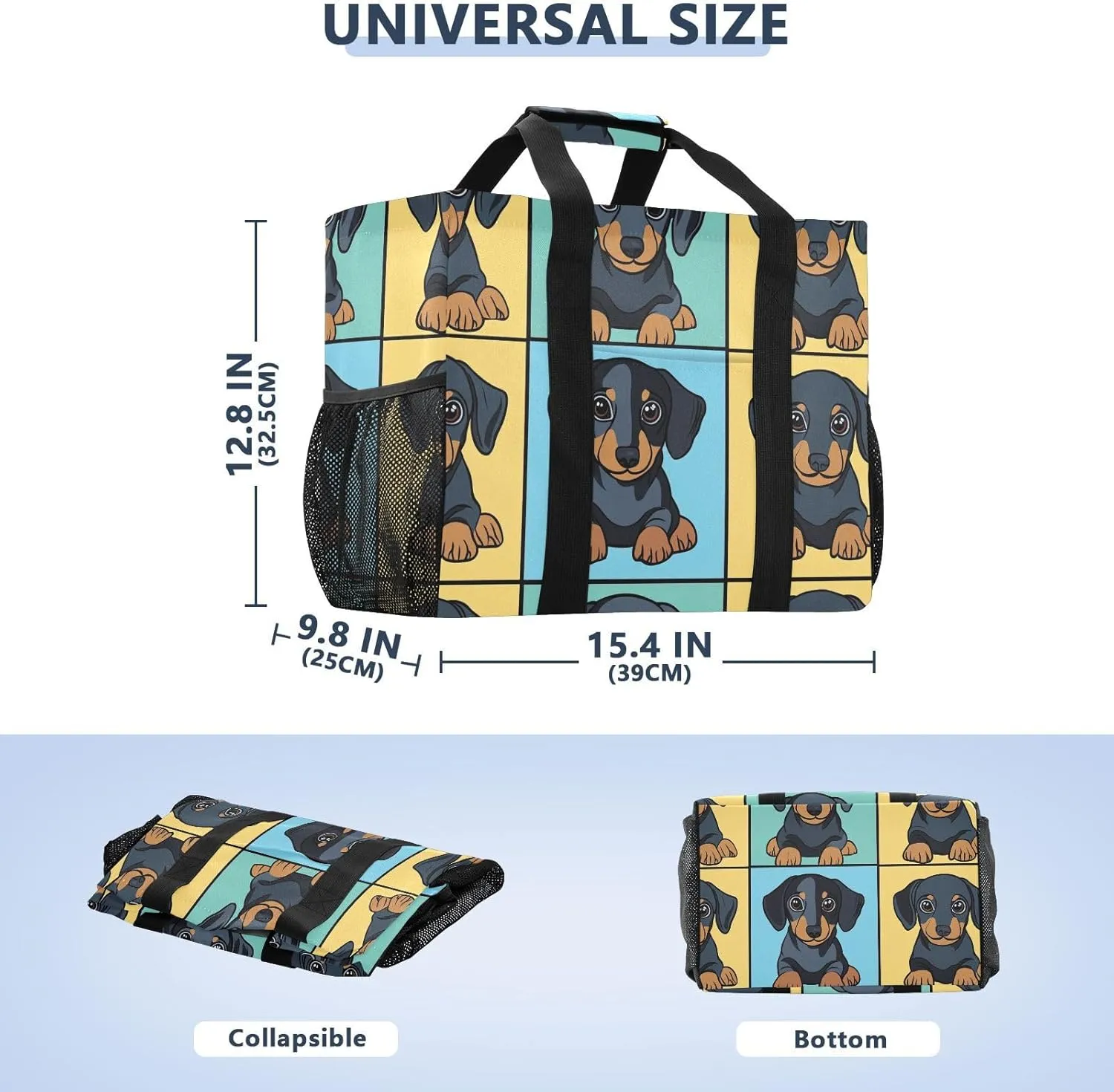 ALAZA Cute Funny Dogs Waterproof Beach Tote Bags