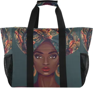 ALAZA Ethnic African Woman Waterproof Beach Tote Bags