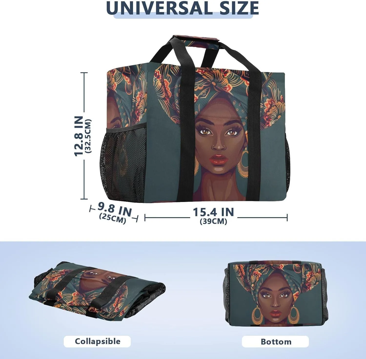 ALAZA Ethnic African Woman Waterproof Beach Tote Bags