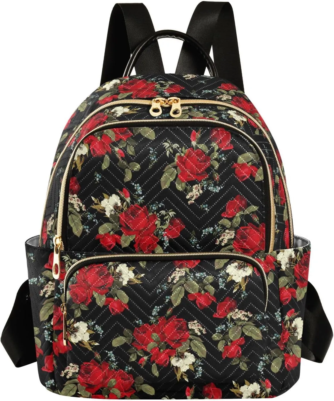 ALAZA Red Roses Black Women’s Backpack Purse Causal Daypack Work Travel College Business Trip Bag Shoulder Bag