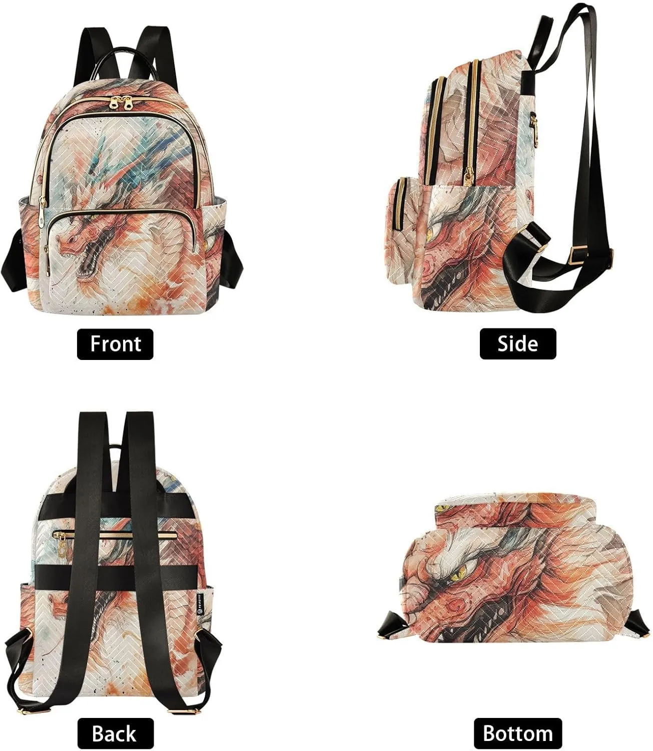 ALAZA Retro Roar Dragon Women’s Backpack Purse Causal Daypack Work Travel College Business Trip Bag Shoulder Bag