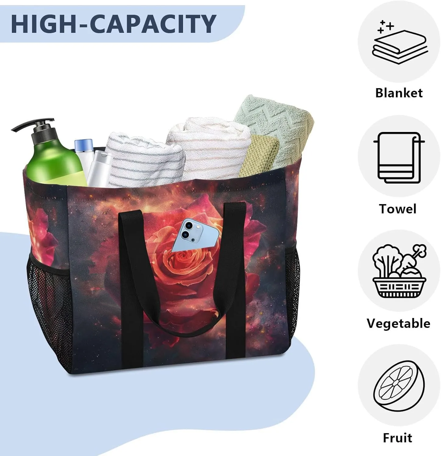 ALAZA Rose Petals Waterproof Beach Tote Bags