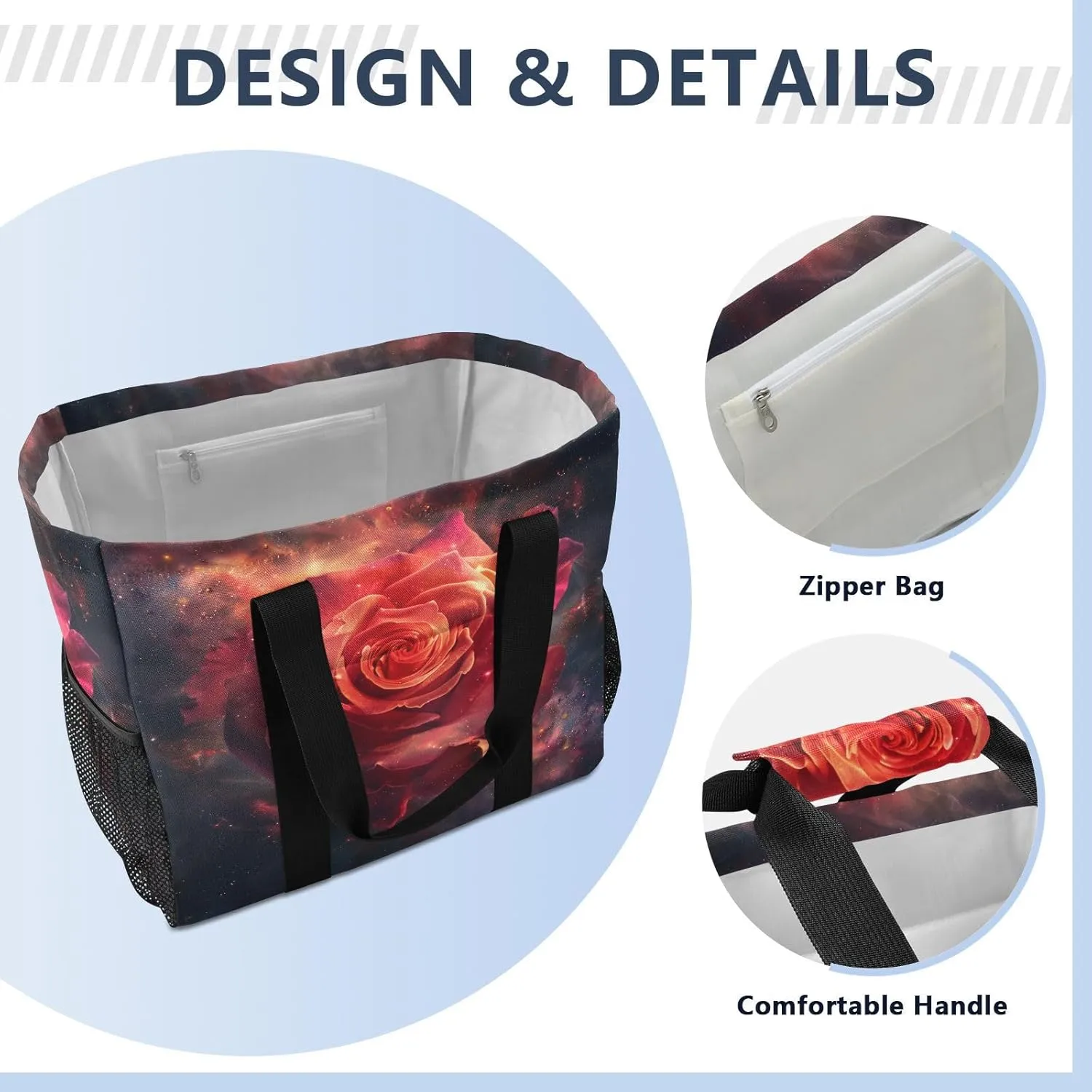 ALAZA Rose Petals Waterproof Beach Tote Bags