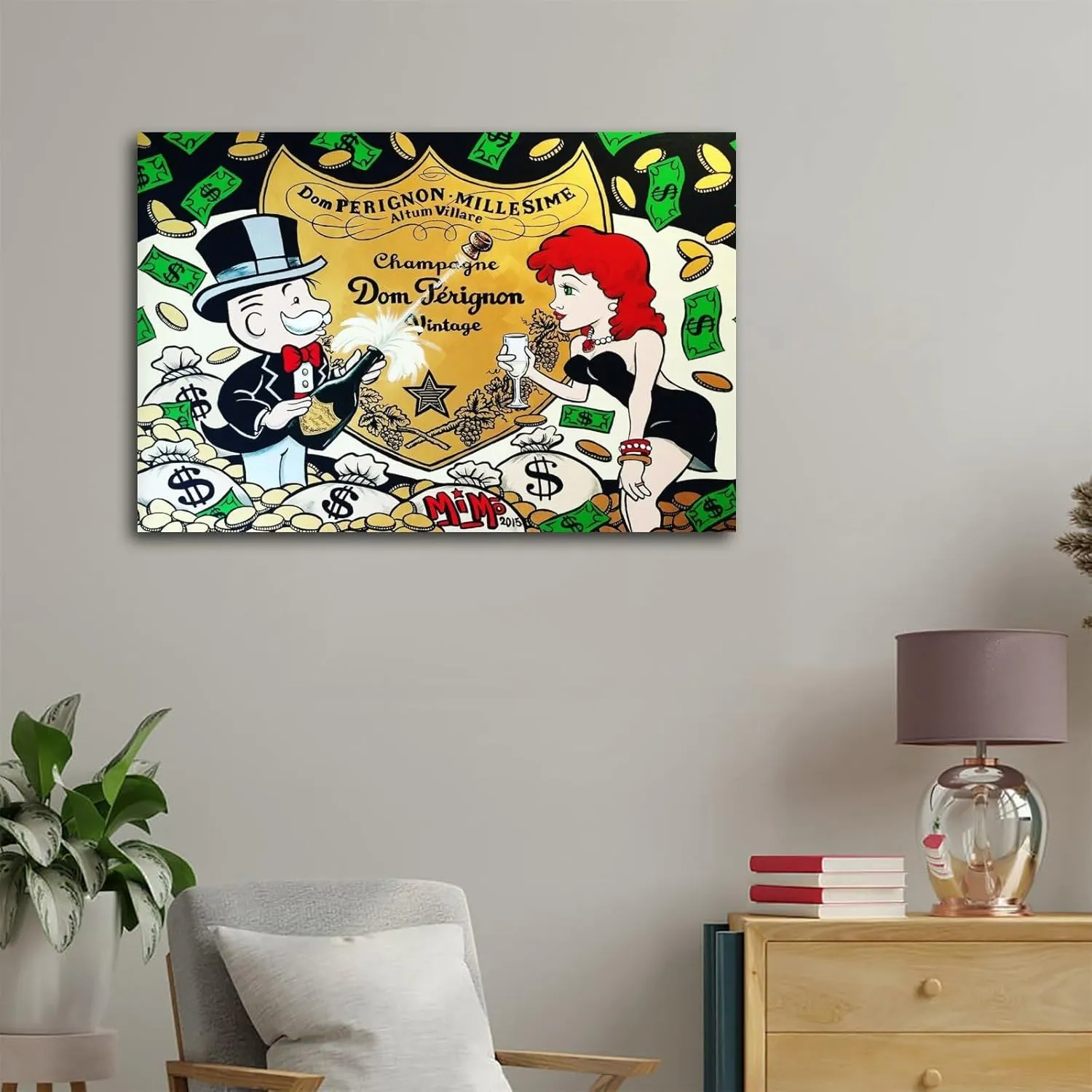 Alec-Monopolys Dom Perignon Poster Decorative Painting Canvas Wall Art Living Room Posters Bedroom Painting 16x24inch(40x60cm)