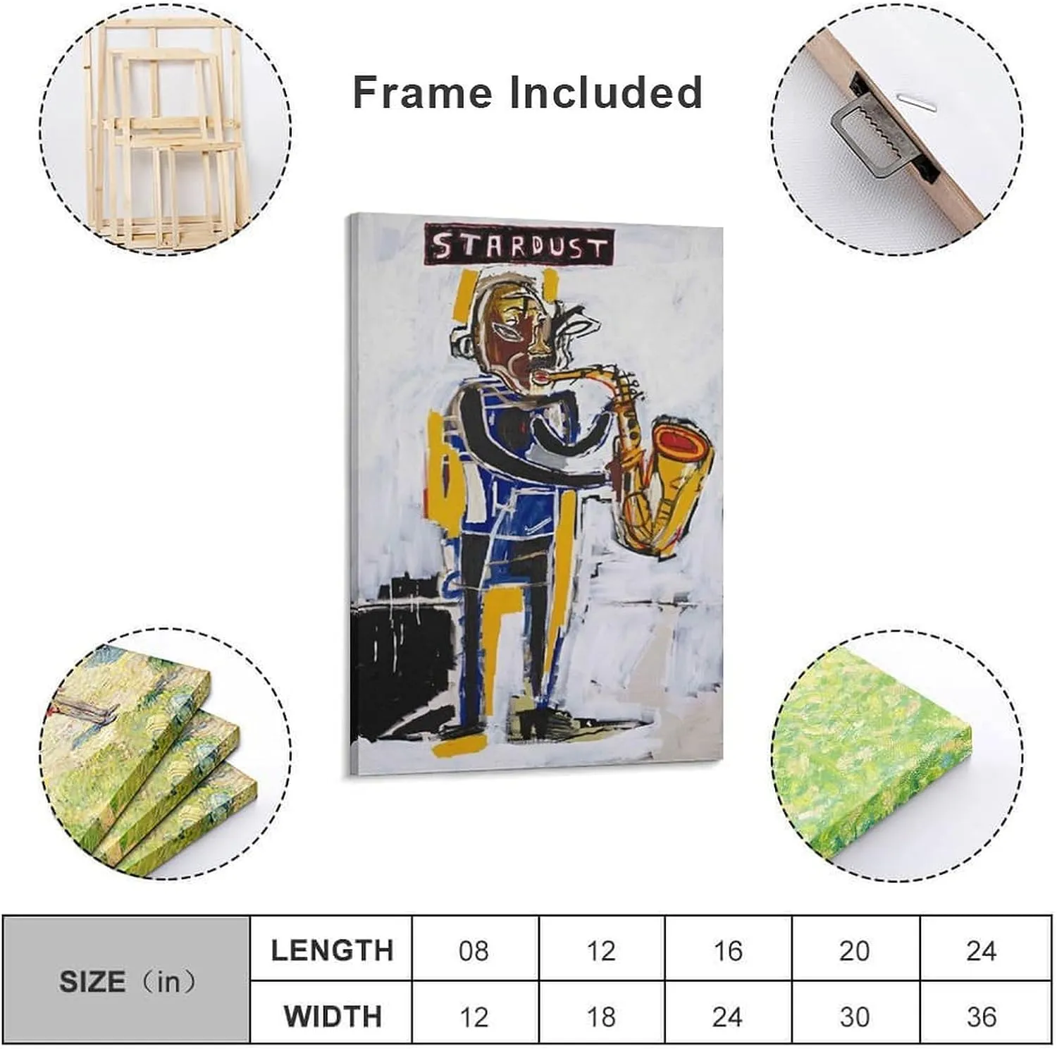 ALiOU Graffiti Abstraction Painting Stardust 28 Michel Basquiat Poster Canvas Wall Art Poster Decorative Bedroom Modern Home Print Picture Artworks Posters 12x18inch(30x45cm)