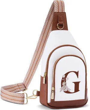 Alphabet Women Crossbody Bag Sling Shoulder Purse Fanny Pack Side Cross Body Travel Small Leather Belt Backpack Cute Stuff Teen Teacher College Nanny Nurse Doctor Team Custom Customized Thank You Gift